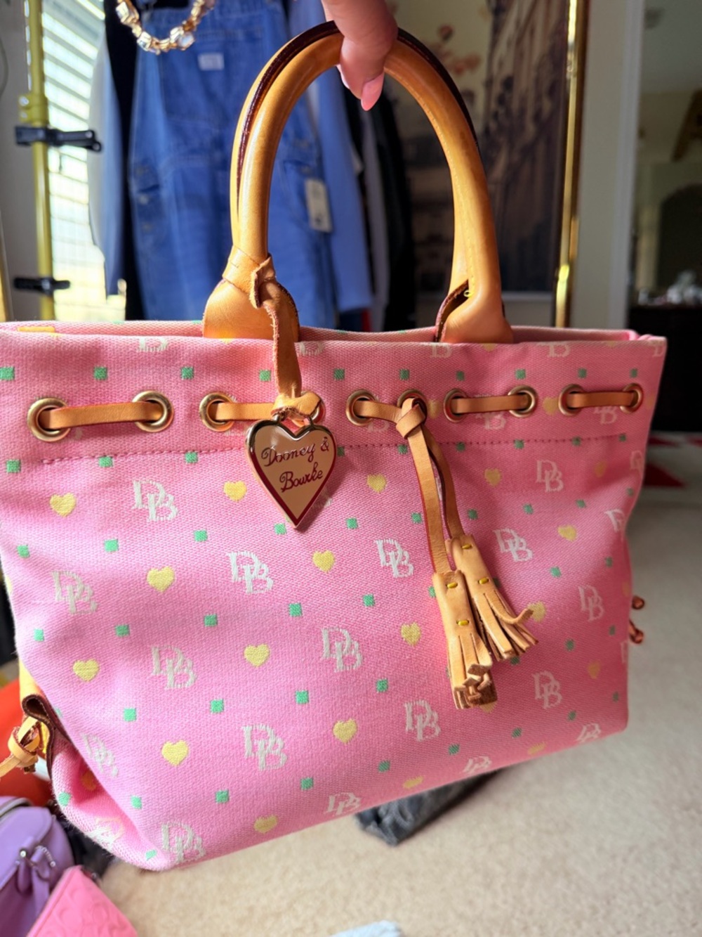 Dooney & Bourke Pink Satchel with Tan Details - Picture 14 of 16